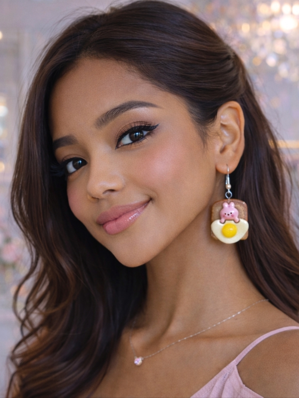 Handmade Bunny Sunny Side Toast Earrings | Kawaii Statement Y2K Jewelry - Picture 1 of 5